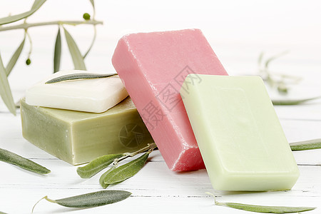 橄榄油肥皂清洁剂治疗化妆品树叶水平产品清洁度绿色绿皂健康图片
