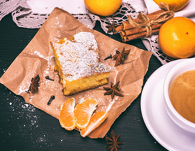方圆饼蛋糕甜点糕点美食食物营养咖啡热带橙子水果图片