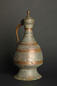 古金属用具古董雕刻手工织物传统青铜文化茶壶黄铜艺术图片