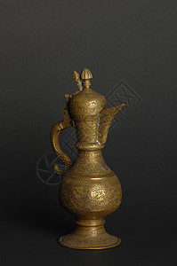 古金属用具文化青铜传统手工投手古董黄铜水壶装饰品雕刻图片