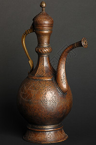 古金属用具艺术古董装饰品黄铜水壶雕刻文化传统青铜投手图片