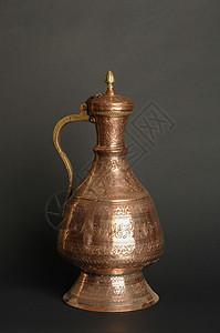 古金属用具青铜黄铜手工文化古董雕刻茶壶艺术投手装饰品图片