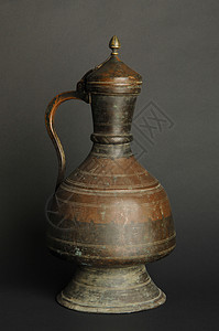古金属用具投手黄铜古董雕刻织物艺术手工传统青铜茶壶图片