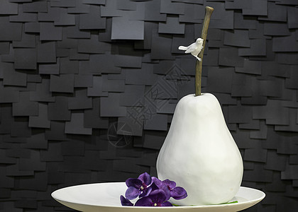 瓷制人造梨装饰创造力石头床单风格紫色黑色工匠白色画报图片