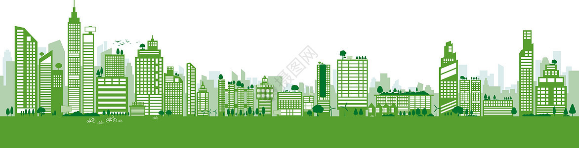 建筑物和树的绿色城市设计与复制空间地球图片