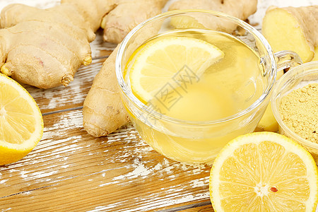 姜茶饮料柠檬营养美食草本植物饮食治愈治疗杯子药品图片