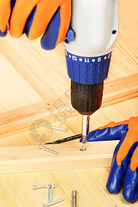木工工艺工作手套木材建筑木匠螺丝材料防护螺丝刀图片