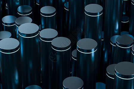 具有深色背景的抛光圆柱体 3d 渲染小样建造蓝色柱子收藏城市管道插图汽缸坡度图片
