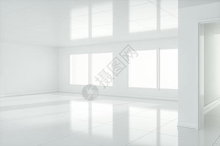 白色的空房间 阳光来自 window3d 渲染窗户反射商业房子地板插图建筑学建筑地面公寓图片