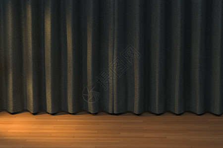 黑色窗帘和木地板3d 渲染图片