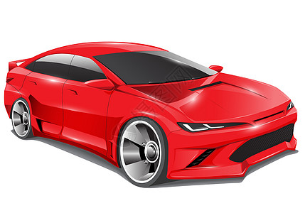 逼真的红色运动轿车轿车 3D 设计的孤立背景矢量图图片