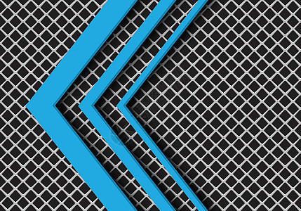 灰色正方形网格设计中的抽象蓝色箭头方向现代未来主义背景矢量图解图片