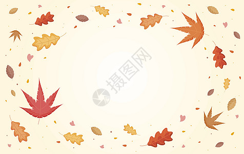 秋天的落叶与复制空间矢量图案一起落下图片