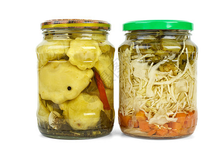 玻璃罐 装有氯化和蔬菜类的玻璃瓶图片