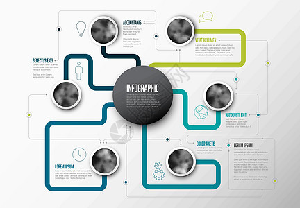 中间有主要主题的抽象信息图表模板电路公司阴影中心丝带间隔数据物品照片季节图片