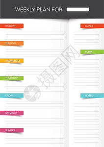 每周计划模板时间表手术挑战时间工作学校笔记办公室日历笔记本背景图片