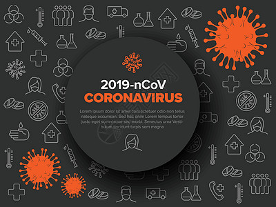 带有冠状病毒信息的传单模板药品感染疾病通讯冒险流感疫苗肺炎警告生物图片