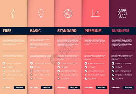 产品版本功能和价目表桌子网络商业极简推介会价格晋升粉色水平折叠图片