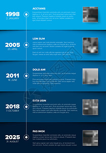 带有蓝色块和照片占位符的时间线模板图片