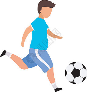 男孩踢足球平面矢量图 肥胖青少年做运动减肥孤立的卡通人物在白色背景 儿童户外活动爱好休闲时间ide图片