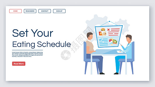 设置饮食计划着陆页矢量模板 健康营养网站界面理念与平面插图 营养师主页布局 对抗肥胖网页横幅网页卡通概念图片