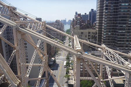 纽约皇后区伯罗桥运输建造铁路建筑物游客缆车天空电缆历史性蓝色图片