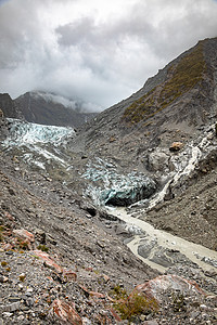 新西兰旅游旅行冰川薄雾山脉天气风景灰色岩石吸引力图片