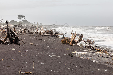 新西兰 Hokitika荷基提卡波浪荒野木头天气海滩冒险天空旅游支撑海岸图片