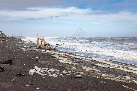 新西兰 Hokitika荷基提卡地平线荒野支撑冒险鹅卵石海洋海滩木头海岸旅行图片