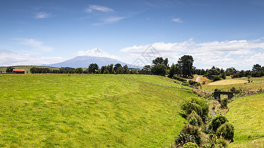 覆盖云雾的塔拉纳基火山 新西兰岩石天气绿色旅行植物吸引力森林草地蓝色旅游图片