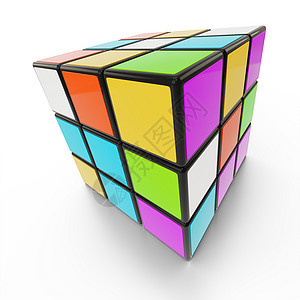 rubiks 立方体拼图解决方案符号智力正方形蓝色教育闲暇头脑游戏娱乐白色逻辑背景图片