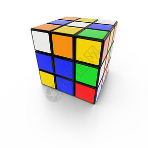 rubiks 立方体拼图解决方案符号白色红色数学玩具骰子黄色头脑蓝色娱乐逻辑图片