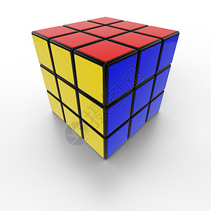 rubiks 立方体拼图解决方案符号白色正方形游戏骰子红色黄色逻辑商业插图闲暇图片