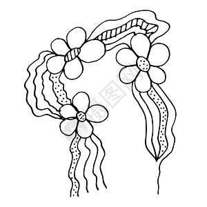 黑色和白色涂鸦素描树叶草图花朵绘画植物插图花瓣背景图片