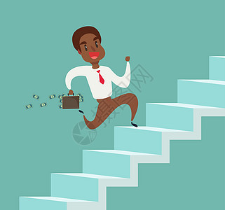商务人士跑上楼梯矢量图员工爬上楼梯商务男人货币人士成就生长办公室工作工人黑色图片