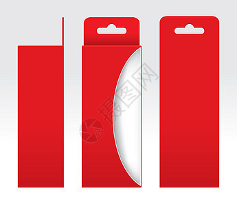 挂红盒窗口切出包装模板空白 空盒红纸板 礼品盒红牛皮纸包装纸箱 高级红盒空立方体盒装正方形小样礼物商品产品盒子奢华展示背景图片