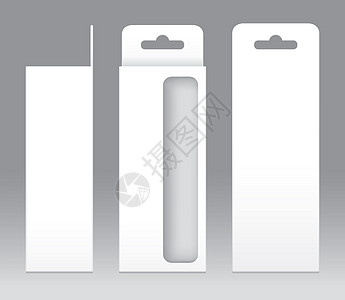 挂盒白色窗口形状切出包装模板空白 用于设计产品包装礼品盒的空盒白色模板 白盒包装纸牛皮纸卡板包装套管标签小样盒子窗户货物塑料收藏图片