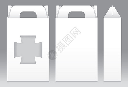 高框白色窗口形状切出包装模板空白 用于设计产品包装礼品盒的空盒白色模板 白盒包装纸牛皮纸卡板包装礼物盒装货物商品纸板零售纸盒品牌图片