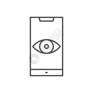 监控智能手机相关矢量细线图标展示手表按钮眼睛网络控制视频药片隐私安全图片