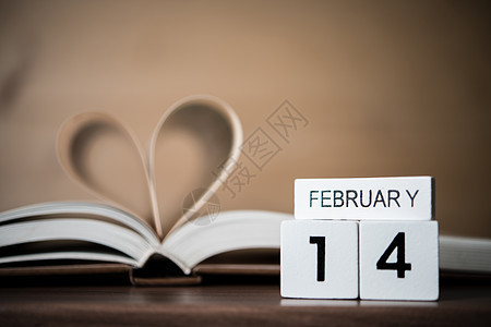 情人节日书第14天用于庆祝的心脏心小说页数浪漫红色图书教育作品阅读图片