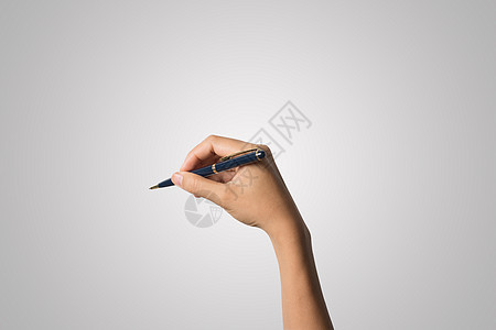 女性手与笔隔离 在白色背景女士商业笔记手臂空白金属手指写作纸高清图片素材