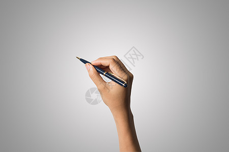 女性手与笔隔离 在白色背景手臂笔记空白女士写作手指金属商业优雅高清图片素材