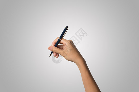女性手与笔隔离 在白色背景金属手臂笔记写作空白手指女士商业白色的高清图片素材