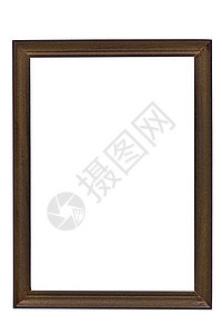 白色背景上的棕色木画框乡村木头摄影边界艺术古董长方形博物馆绘画照片图片
