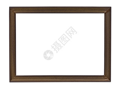 白色背景上的棕色木画框空白长方形装饰品博物馆艺术摄影木头展览乡村画廊图片
