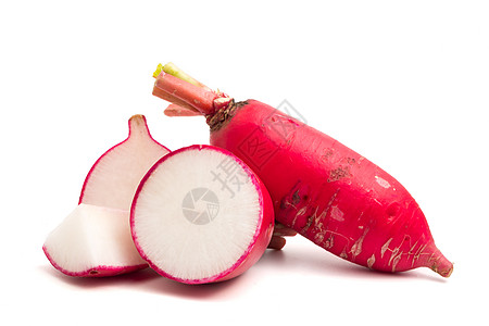白色背景的新鲜粉红弧度收成蔬菜饮食红色粉色营养食物植物萝卜图片