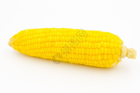 白色背景的油玉米营养黄色棒子耳朵蔬菜粮食叶子食物内核图片