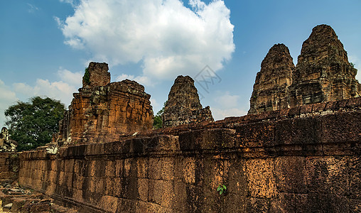 Angkor wat标志性地标暹粒柬埔寨柬埔寨寺庙雕刻雕塑石头岩石文化佛教徒废墟旅游高棉语图片