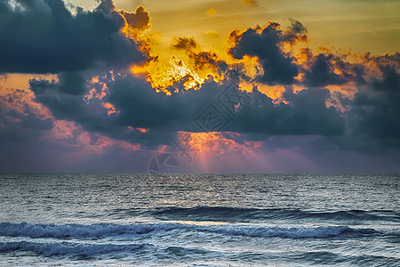 佛罗里达海滩岛夕阳日落蓝色气候海浪海滩日光阳光地平线日出太阳戏剧性图片