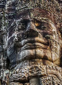 柬埔寨Bayon寺庙吴哥历史雕刻收获文化旅游雕塑纪念碑笑脸眼睛建筑图片